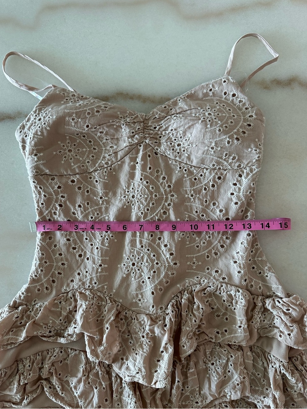 Karla Rae Eyelet Lace Ruffle Mini Dress Size M - Picture 5 of 9